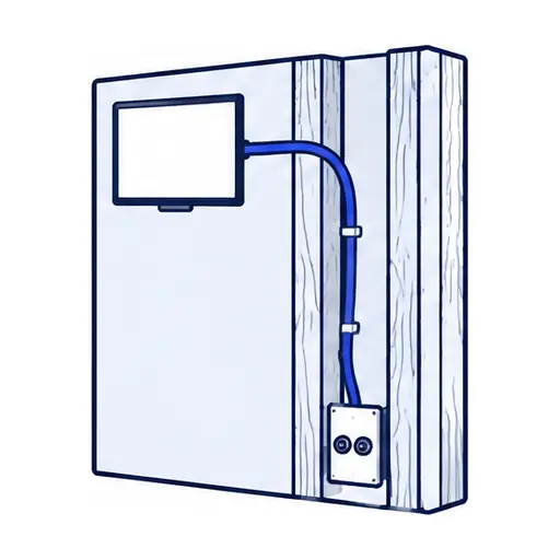 Schematic: a cable hidden inside the wall