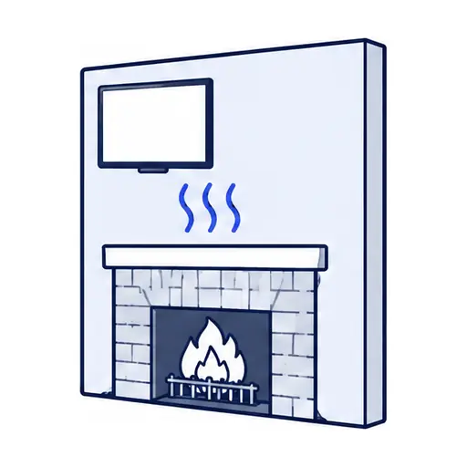 Schematic: a TV above a fireplace